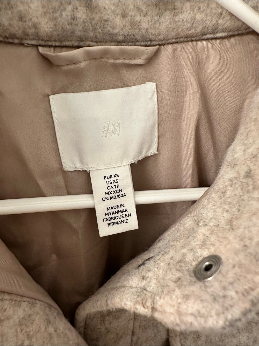 NWOT H&M oversized heathered oatmeal shacket women size xs - Picture 4 of 7
